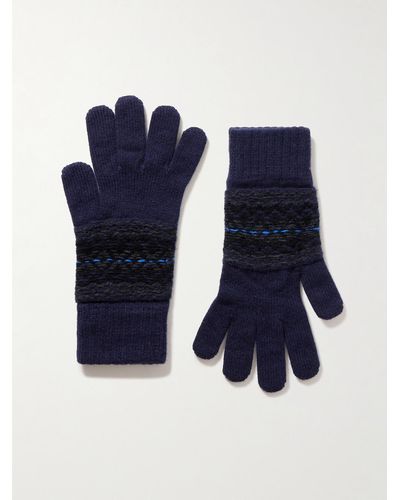 Johnstons of Elgin Reversible Fair Isle Cashmere Gloves - Blue