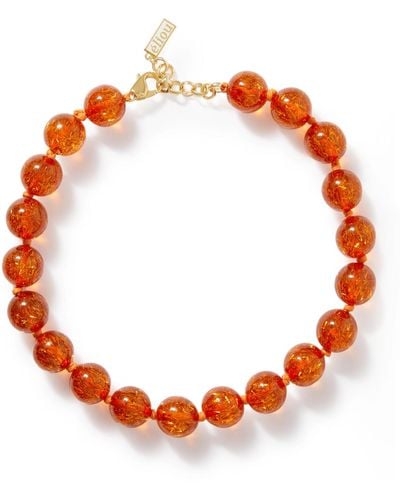 Eliou Wes Gold-plated Resin Beaded Necklace - Orange