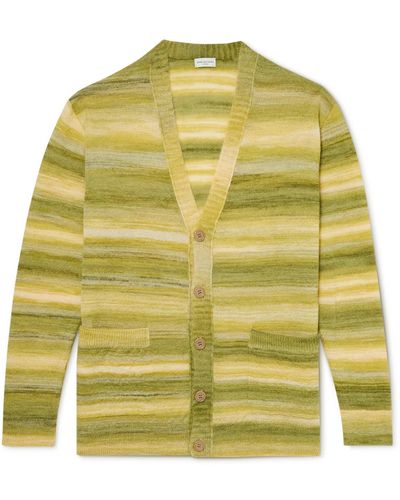 Dries Van Noten Space-dyed Knitted Cardigan - Yellow