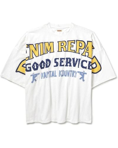 Kapital Denim Repair Oversized Printed Cotton-jersey T-shirt - White