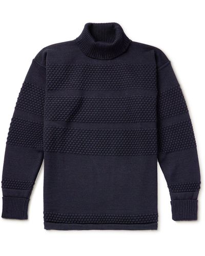 S.N.S. Herning Fisherman Wool Rollneck Sweater - Blue