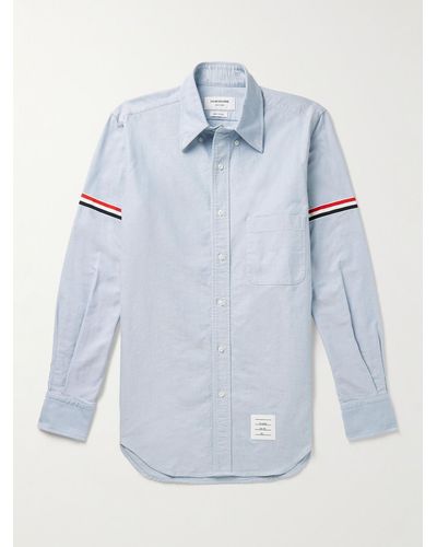 Thom Browne Hemd aus Baumwoll-Oxford mit Button-Down-Kragen und Ripsband - Blau