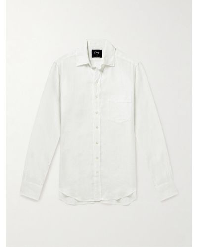 Drake's Linen-gauze Shirt - White