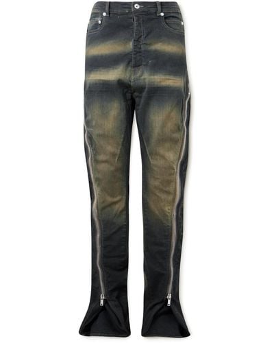 Rick Owens Bolan Banana Slim-fit Flared Zip-embellished Jeans - Gray