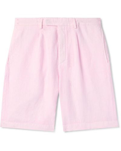Boglioli Straight-leg Pleated Linen Shorts - Pink