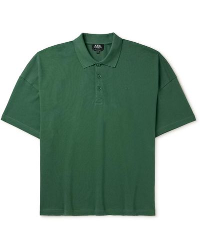 A.P.C. Antoine Oversized Logo-embroidered Cotton Polo-shirt - Green