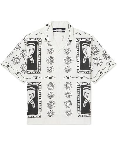 Jacquemus Jean Camp-collar Printed Cotton Shirt - White