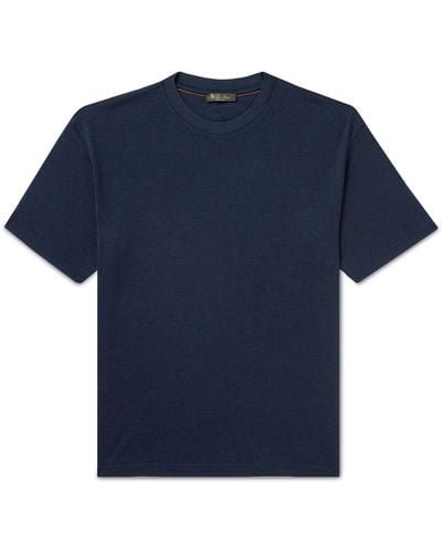 Loro Piana Philion Cashmere And Silk-blend Jersey T-shirt - Blue