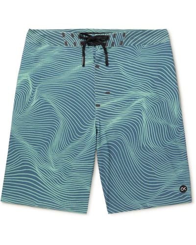 Outerknown Apex Long-length Printed Recycled Swim Shorts - Blue