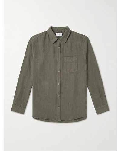MR P. Garment-dyed Linen Shirt - Green