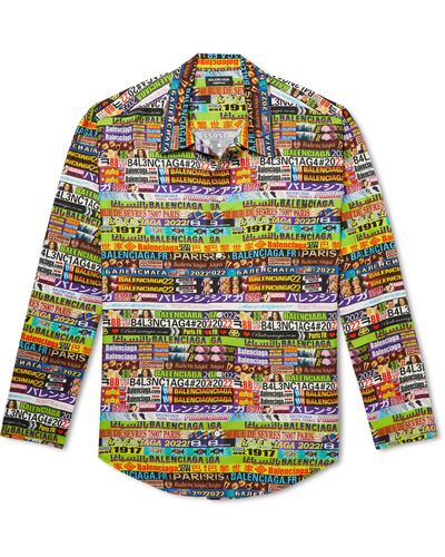 Balenciaga Oversized Printed Poplin Shirt - Multicolor