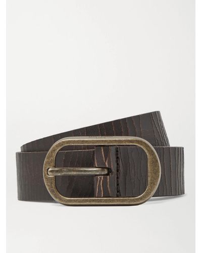Saint Laurent 3cm Distressed Leather Belt - Brown