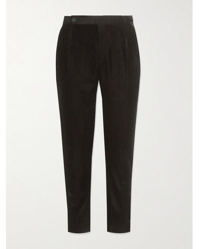 Saint Laurent Straight-leg Cotton-velvet Pants - Black