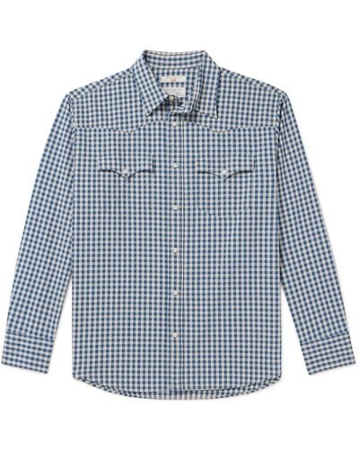 Nudie Jeans Sigge Gingham Organic Cotton Western Shirt - Blue