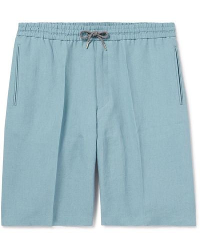 Paul Smith Straight-leg Linen Drawstring Shorts - Blue