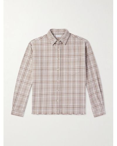 John Elliott Hemi Frayed Checked Cotton-flannel Shirt - Natural