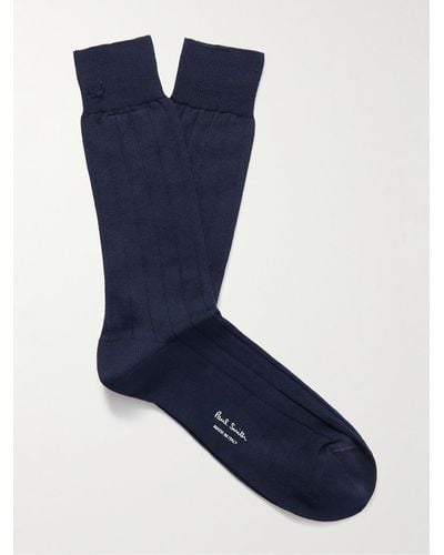 Paul Smith Ribbed Cotton-blend Socks - Blue