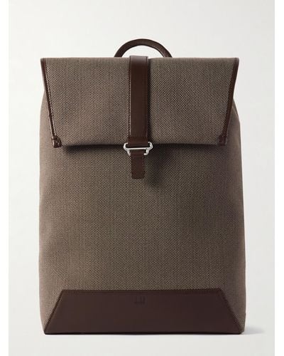 Dunhill 1893 Leather-trimmed Canvas Backpack - Brown