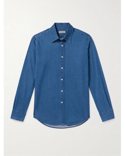 Canali Hemd aus Chambray aus einer Baumwollmischung - Blau