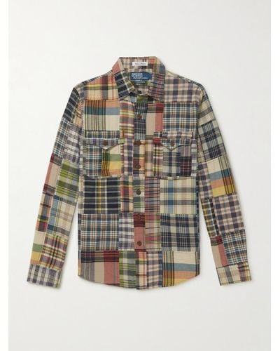 Polo Ralph Lauren Patchwork-Hemd aus karierter Baumwolle - Grau