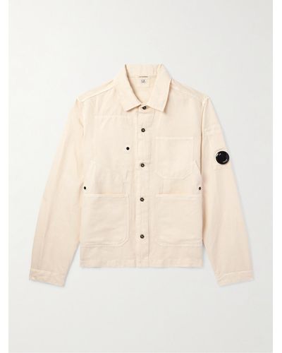 C.P. Company Logo-appliquéd Cotton And Linen-blend Overshirt - Natural