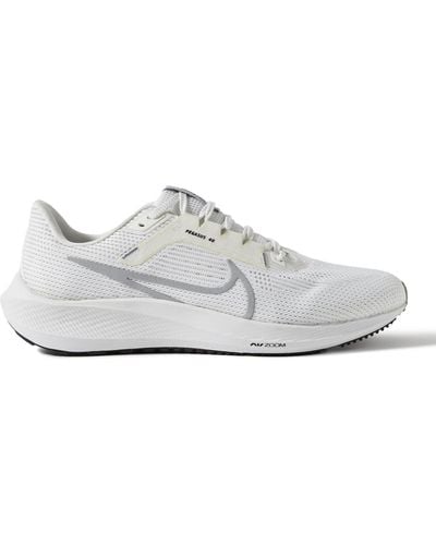 Nike Air Zoom Pegasus 40 Rubber-trimmed Mesh Running Sneakers - White