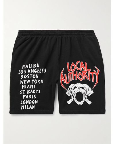 Local Authority Straight-leg Printed Cotton-jersey Shorts - Black