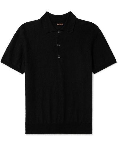 Barena Linen And Cotton-blend Polo Shirt - Black