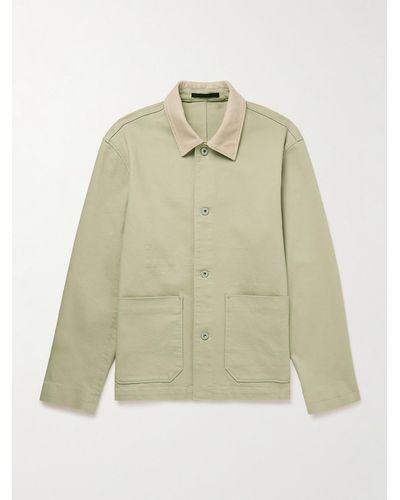Club Monaco Corduroy-trimmed Cotton-blend Twill Jacket - Natural