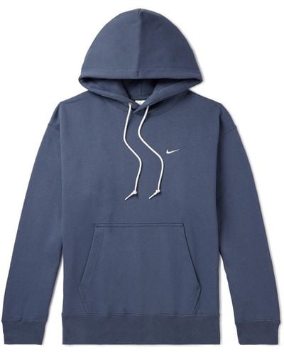 Nike Solo Swoosh Logo-embroidered Cotton-blend Jersey Hoodie - Blue