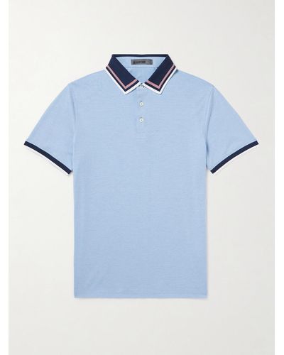 MR P. G/fore Golf Striped Logo-appliquéd Piqué Polo Shirt - Blue