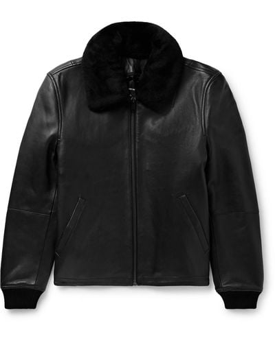 Yves Salomon Shearling-trimmed Leather Jacket - Black