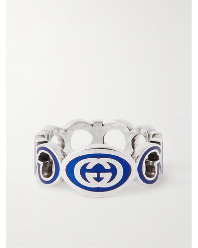 Gucci Emaillierter Interlocking G Ring - Blau