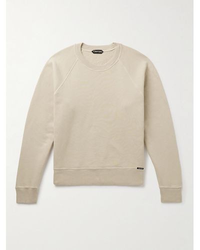 Tom Ford Schmal geschnittenes Sweatshirt aus Baumwoll-Jersey in Stückfärbung - Natur