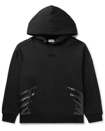 Moncler Genius Adidas Originals Shell-trimmed Logo-appliquéd Cotton-jersey Hoodie - Black