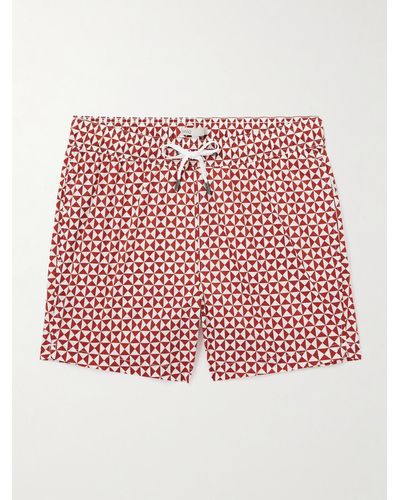 Onia Charles Straight-leg Mid-length Printed Swim Shorts - Red