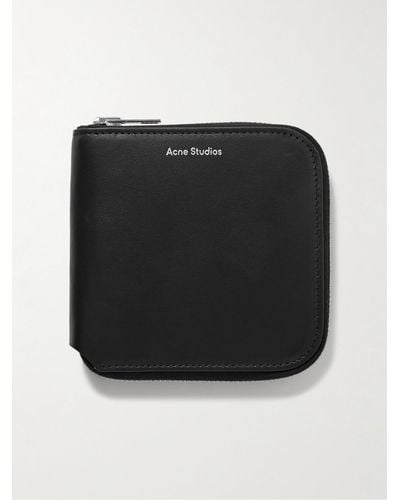 Acne Studios Logo-print Leather Zip-around Wallet - Black