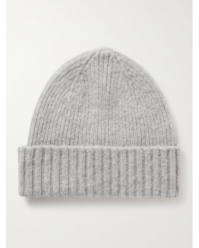 MR P. Ribbed Brushed-lambswool Beanie - Grey