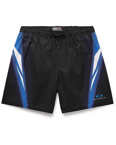 Saturdays NYC Oakley Timothy Straight-leg Mid-length Printed Swim Shorts - Blue