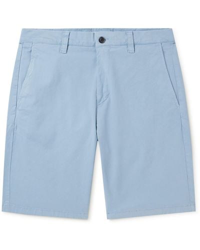 NN07 Crown 1005 Straight-leg Garment-dyed Stretch-cotton Twill Shorts - Blue