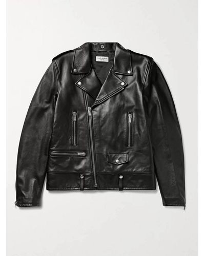Saint Laurent Slim-fit Leather Biker Jacket - Black