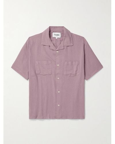 Corridor NYC High Twist Camp-collar Crinkled-cotton Shirt - Pink