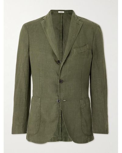 Boglioli Unstructured Linen Suit Jacket - Green