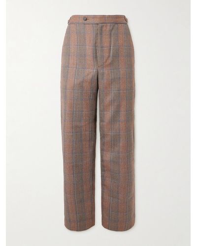 Bode Straight-leg Checked Cotton Trousers - Brown