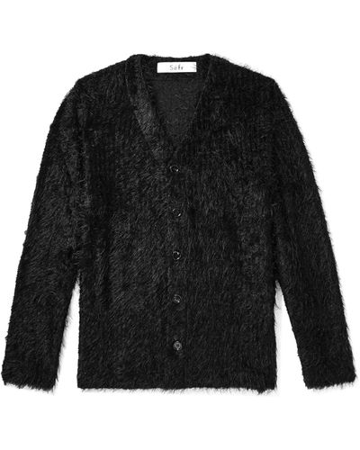 Séfr Osho Brushed-knit Cardigan - Black