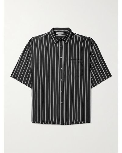 Acne Studios Setiter Oversized Logo-embroidered Striped Twill Shirt - Black