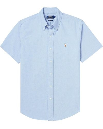 Polo Ralph Lauren Button Down-collar Logo-embroidered Cotton Oxford Shirt - Blue