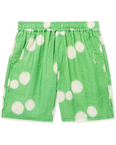 Folk Assembly Straight-leg Printed Linen Shorts - Green