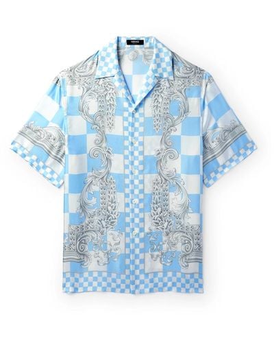 Versace Check Print Shirt - Blue
