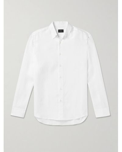 Brioni Button-down Collar Linen Shirt - White